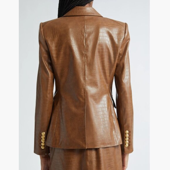 Veronica Beard Lawrence Croc Embossed Faux Leather Dickey Jacket - Picture 8 of 11